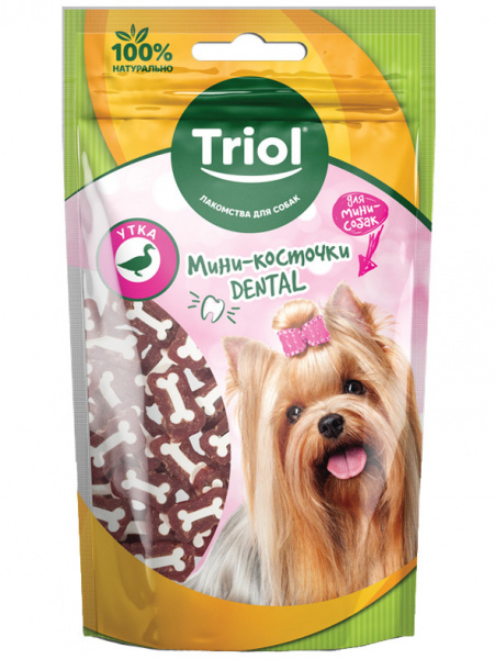 Triol DENTAL Мини-косточки из утки лакомство для собак мелких пород, 50гр