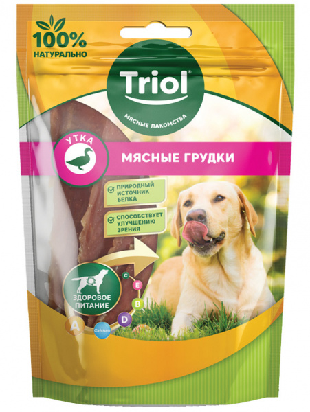 Triol Мясные грудки из утки лакомство для собак, 70гр