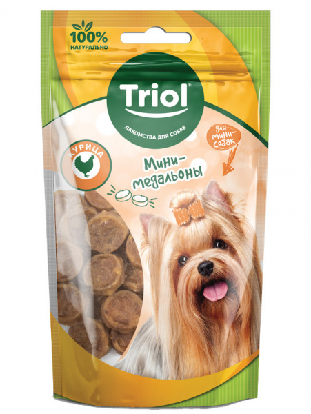Triol Мини-медальоны из курицы лакомство для собак мелких пород, 50гр