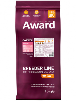 Award PFB Cat Sterilized, индейка и курица с добавлением клюквы и цикория 15кг