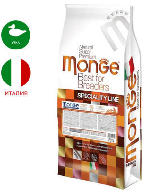 Monge Breeder Dog BWild Grain Free Duck, беззерновой, утка с картофелем, 15 кг