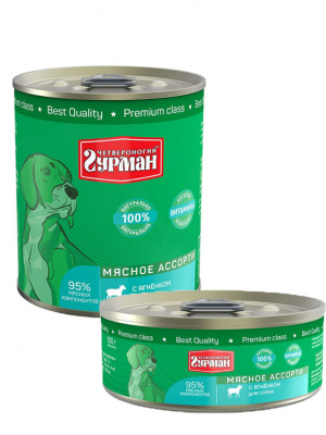 Четвероногий Гурман Мясное ассорти Консервы для взрослых собак, с ягненком, 6шт*340гр