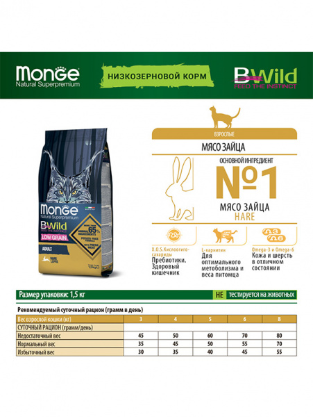 Monge Cat BWild Low Grain Hare купить в ZooKorm24.ru
