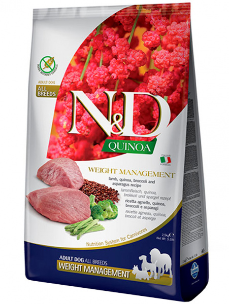 Farmina Quinoa N&D Dog Grain Free Quinoa Weight Management Lamb, Ягненок с киноа