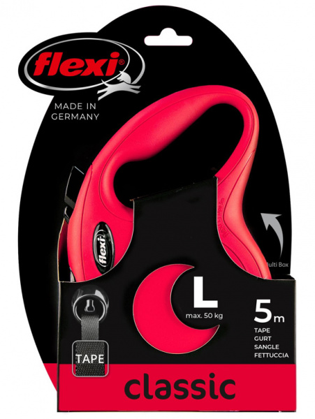 flexi рулетка New Classic L (до 50 кг) лента 5 м красная
