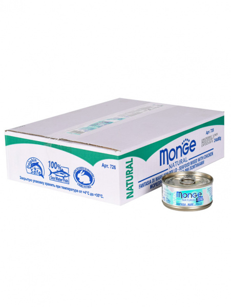 Monge Cat Natural влажный корм для кошек, морепродукты с курицей, консервы