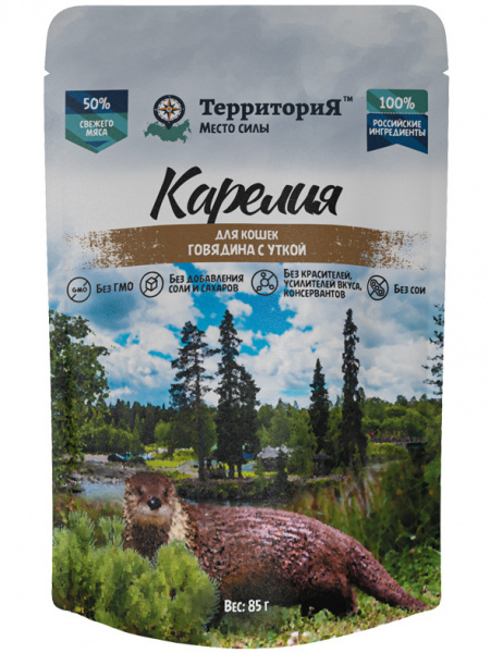 ТерриториЯ Карелия влажный корм для кошек, говядина с уткой