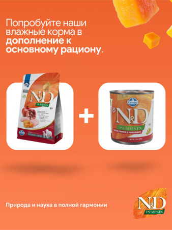 Farmina Pumpkin N&D Dog Adult Medium&Maxi Для средних и крупных пород, Курица, тыква, гранат