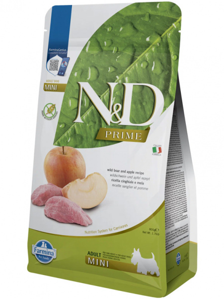 Farmina Prime N&D Dog Adult Mini Grain-Free Для маленьких пород, Кабан и Яблоко