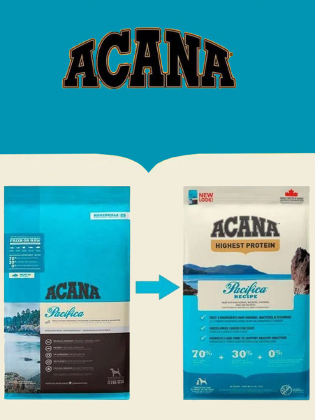 Acana Dog Pacifica сухой корм для собак всех пород и всех возрастов, беззерновой, морская рыба
