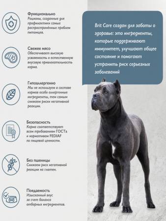Brit Care Dog Adult L для взрослых собак крупных пород, для поддержки суставов, индейка с уткой