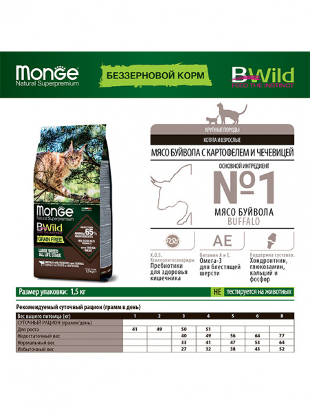Monge Cat BWild Grain Free Large Cat Buffalo купить в ZooKorm24.ru
