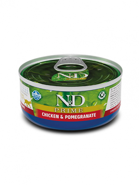 Farmina N&D Prime Cat Grain-Free Adult Chicken&Pomegranate Консервы, Курица и Гранат, 12шт*70гр