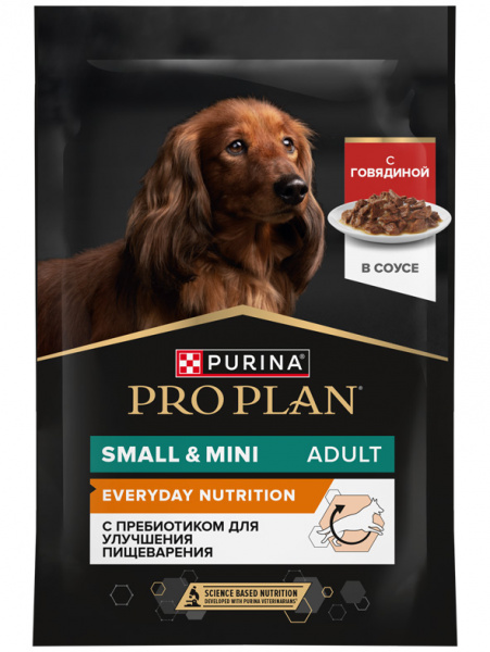 Pro Plan Small&Mini Adult Everyday Nutrition, паучи, говядина в соусе