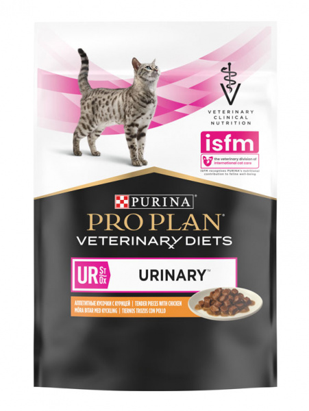 Влажный корм для кошек Pro Plan Veterinary Diets UR ST/OX Urinary при болезнях нижних отделов мочевыводящих путей, с курицей, кусочки в соусе