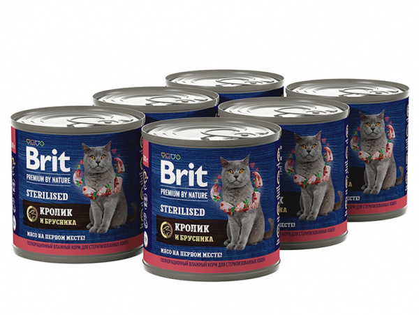 Brit Premium by Nature Sterilised кролик с брусникой купить в ZooKorm24.ru
