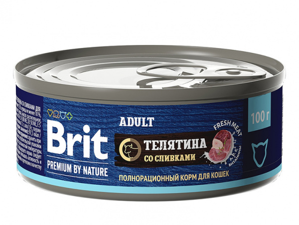 Brit Premium by Nature Консервы для кошек, телятина со сливками