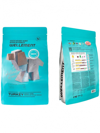 Wellement Dog Adult Medium&Large сухой корм для средних и крупных пород, индейка