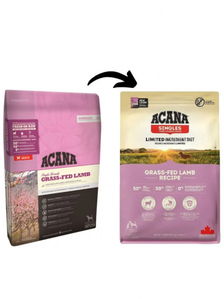 Acana Dog Grass-Fed Lamb сухой корм для собак всех пород, гипоаллергенный, беззерновой, ягненок с яблоком