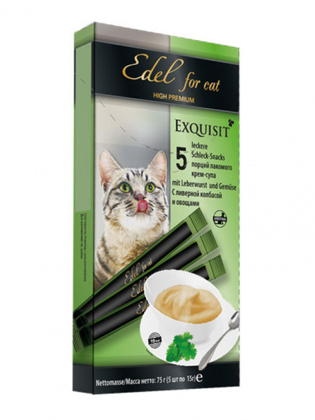 Edel Cat для кошек крем-суп с ливерной колбасой и овощами, 75г
