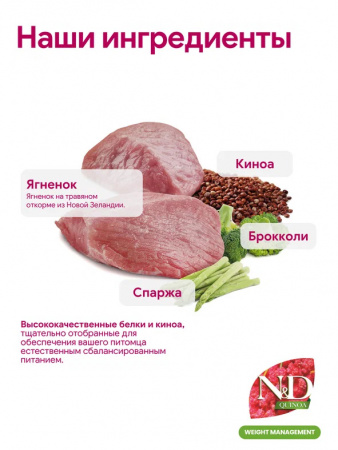 Farmina N&D Quinoa Dog Adult Weight Management Консервы для контроля веса, Ягненок, Брокколи и Киноа, 285гр (1шт)