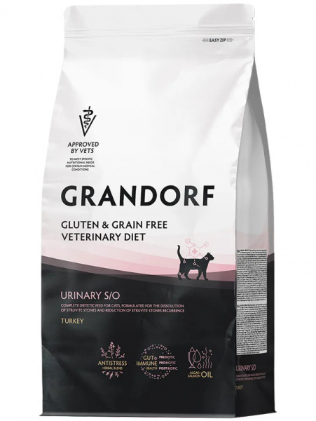 Grandorf Cat Vet Urinary сухой диетический корм для кошек для растворения струвитных камней, индейка