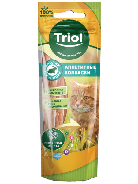 Triol Аппетитные колбаски из кролика с курицей лакомство для кошек, 40гр