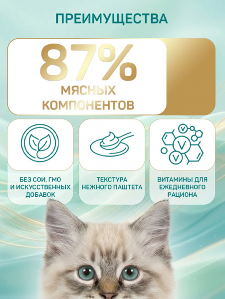 Четвероногий гурман Консервы Паштет для котят, курица, 12шт х 190гр