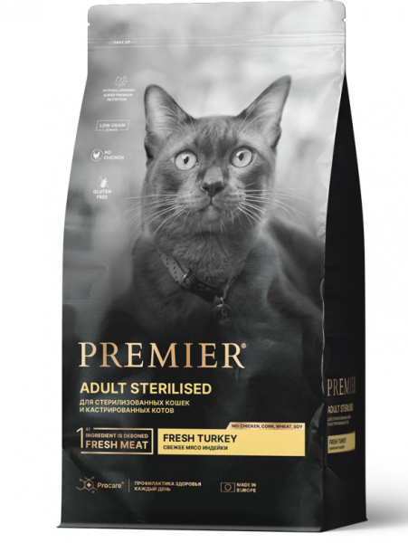 Premier Cat Adult Sterilised Turkey Для стерилизованных кошек с индейкой