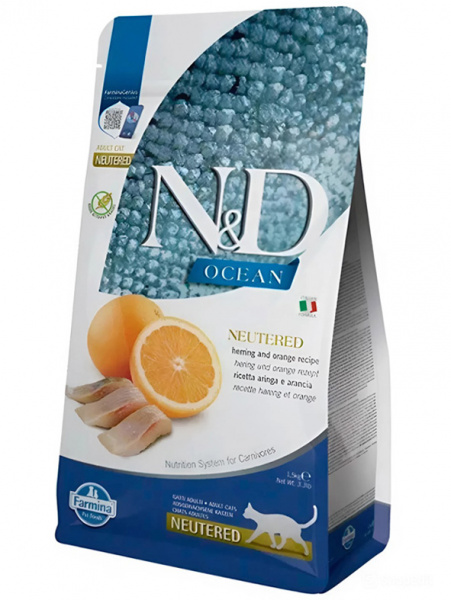 Farmina N&D Ocean Cat Adult Neutered Grain Free Сельдь и апельсин