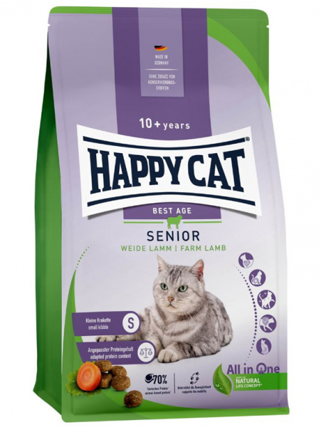 Happy Cat Senior 10+ Farm Lamb для пожилых кошек старше 10 лет, фермерский ягнёнок