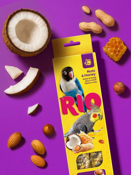 Rio Палочки для средних попугаев с медом и орехами, 2шт*75гр