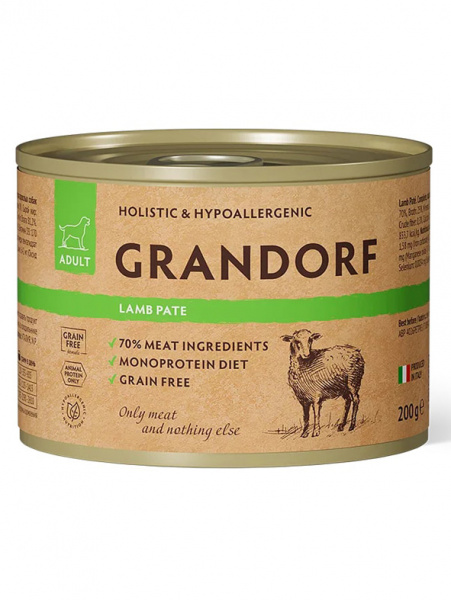 Grandorf Dog влажный корм для собак всех возрастов, беззерновой, паштет из ягненка