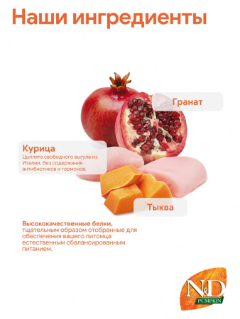 Farmina Pumpkin N&D Dog Puppy Mini Для щенков маленьких пород, Курица, тыква, гранат