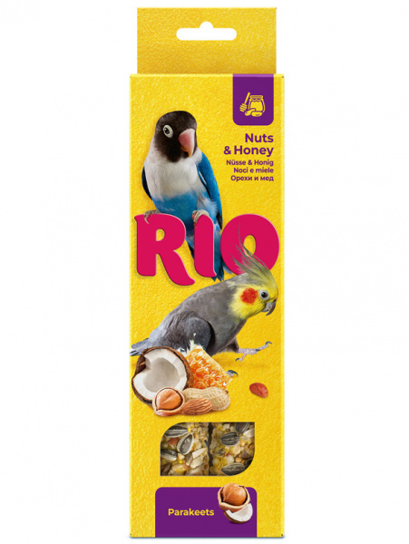 Rio Палочки для средних попугаев с медом и орехами, 2шт*75гр