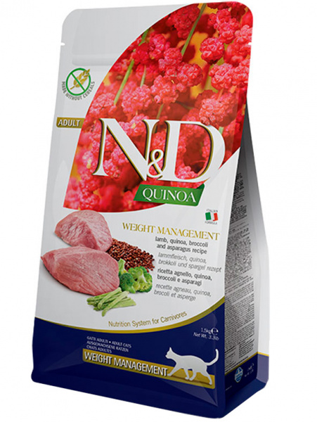 Farmina N&D Quinoa Cat Grain Free Weight Management Для контроля веса, Ягненок, брокколи и киноа