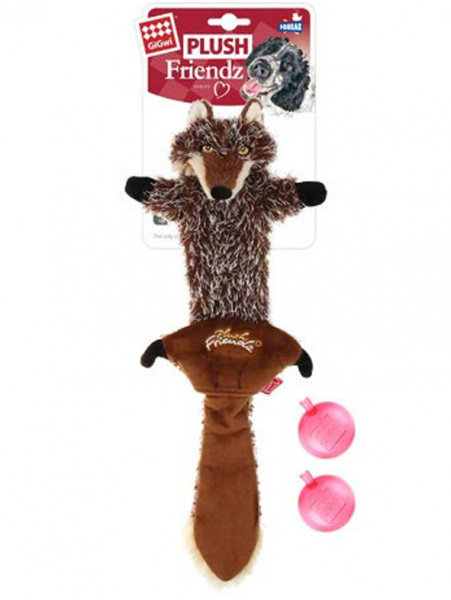 PLUSH FRIENDZ Шкурка волка игрушка для собак со сменными пищалками, 37см