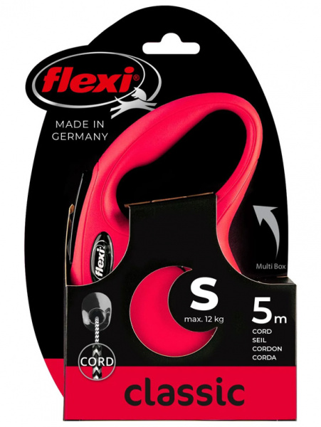  flexi рулетка New Classic S (до 12 кг) 5 м трос красная