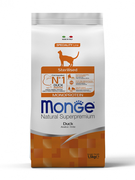 Monge Cat Speciality Line Sterilised Duck купить в ZooKorm24.ru
