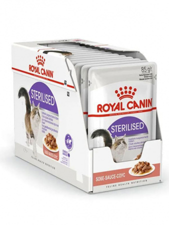 Royal Canin Sterilised влажный корм для взрослых стерилизованных кошек, кусочки в соусе, паучи